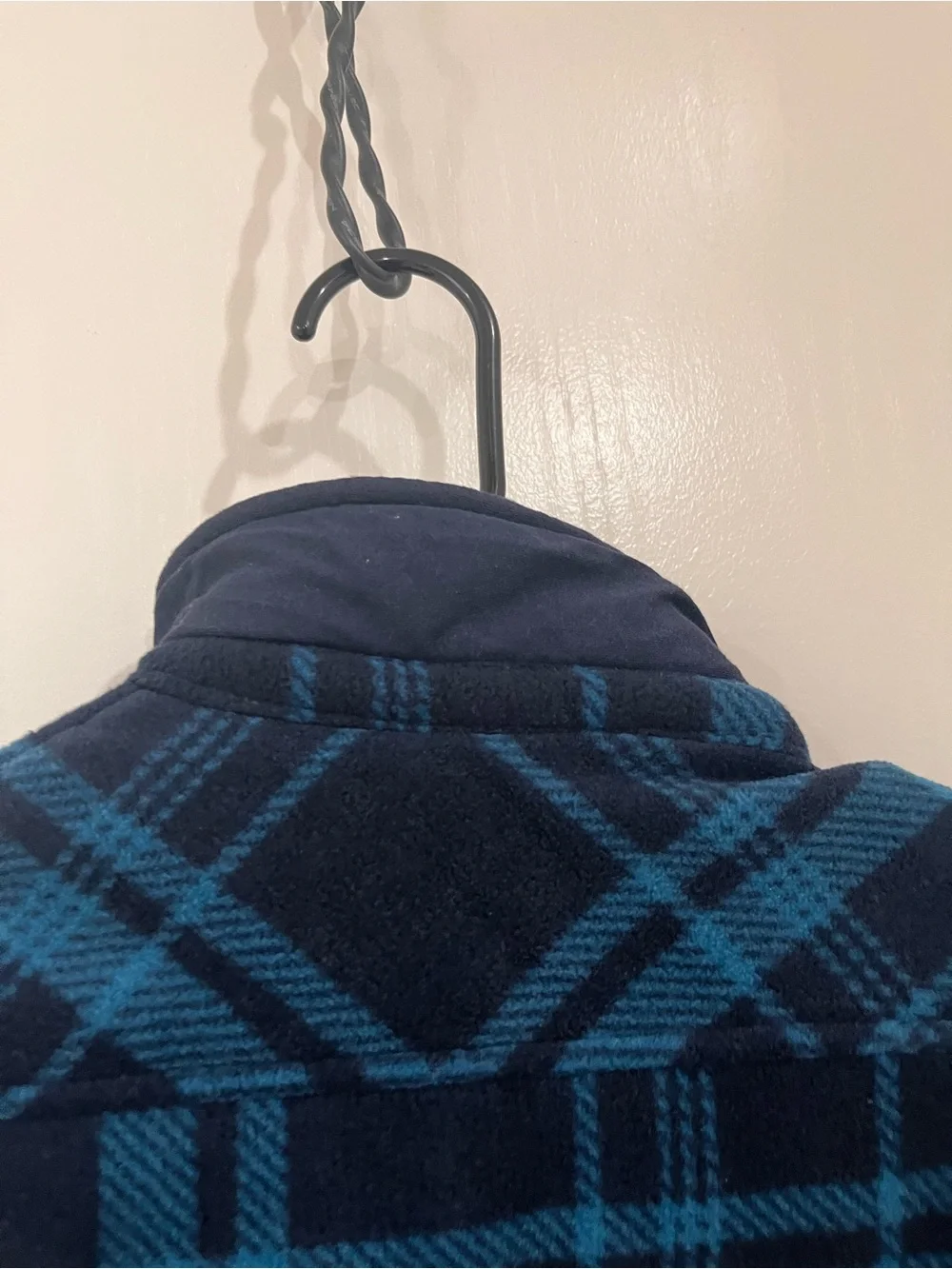 Blue and Navy Plaid Fleece Jacket With Soft Inside